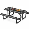 Tangkula 6 Ft Picnic Table, 8 Person Rectangular Commercial Grade Outdoor Picnic Table with 2 Built-in Benches