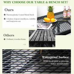 Tangkula 6 Ft Picnic Table, 8 Person Rectangular Commercial Grade Outdoor Picnic Table with 2 Built-in Benches