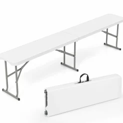 Tangkula 6 FT Plastic Folding Bench, Foldable Bench Seat with Carry Handle, Non-Slip Mat