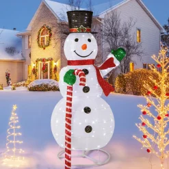 Tangkula 5 FT Pop-up Lighted Christmas Snowman
