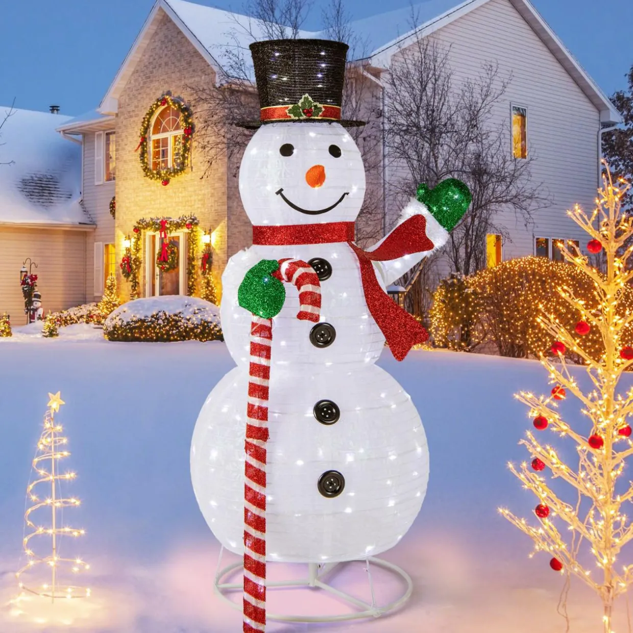 Tangkula 5 FT Pop-up Lighted Christmas Snowman