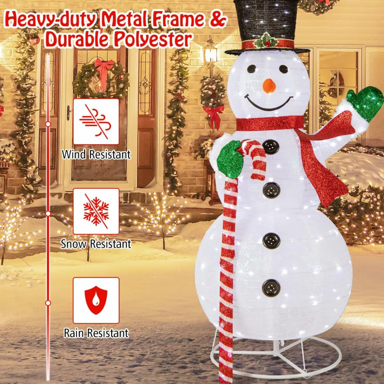 Tangkula 5 FT Pop-up Lighted Christmas Snowman