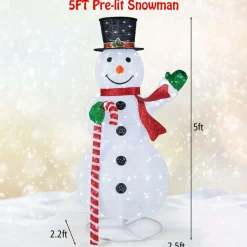 Tangkula 5 FT Pop-up Lighted Christmas Snowman