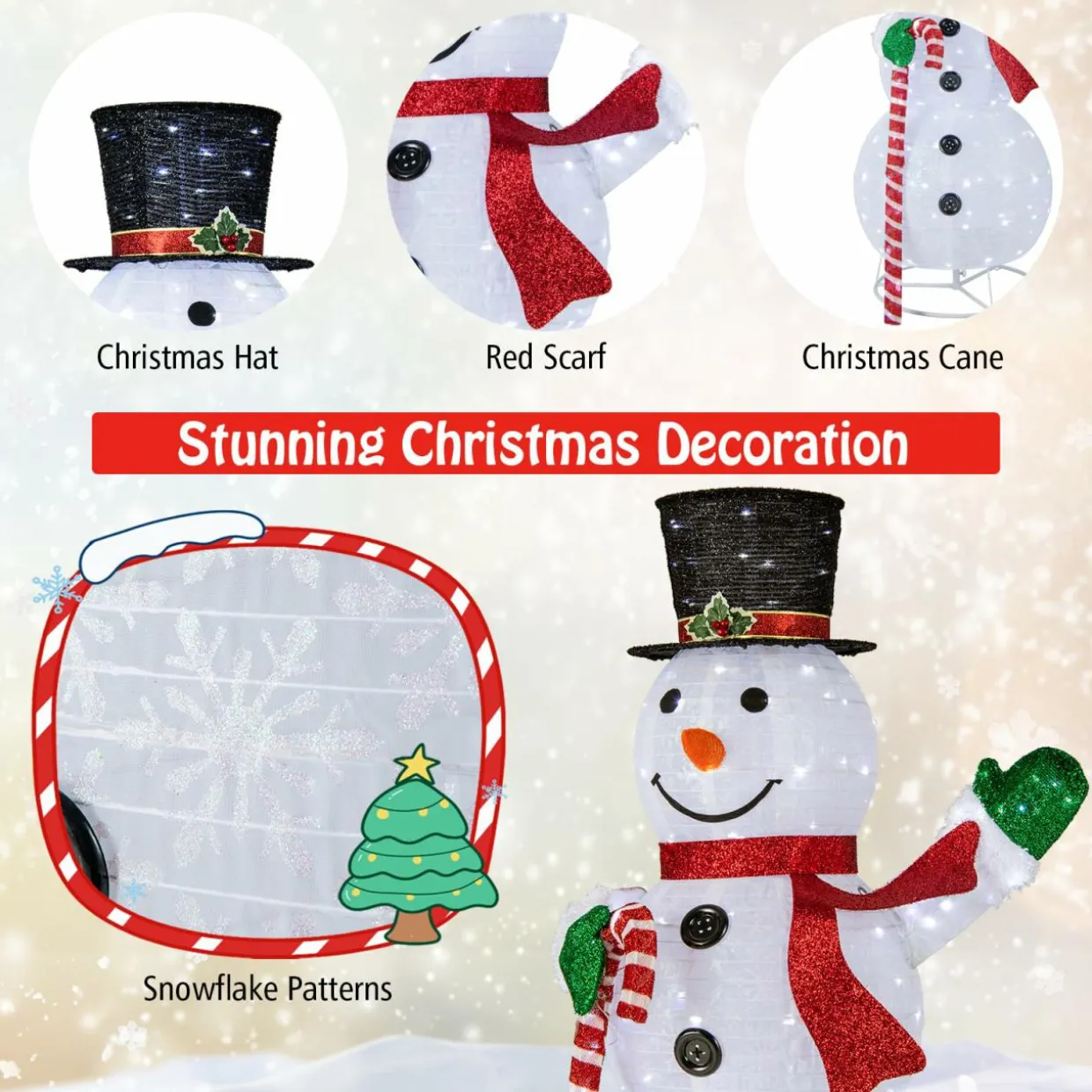 Tangkula 5 FT Pop-up Lighted Christmas Snowman