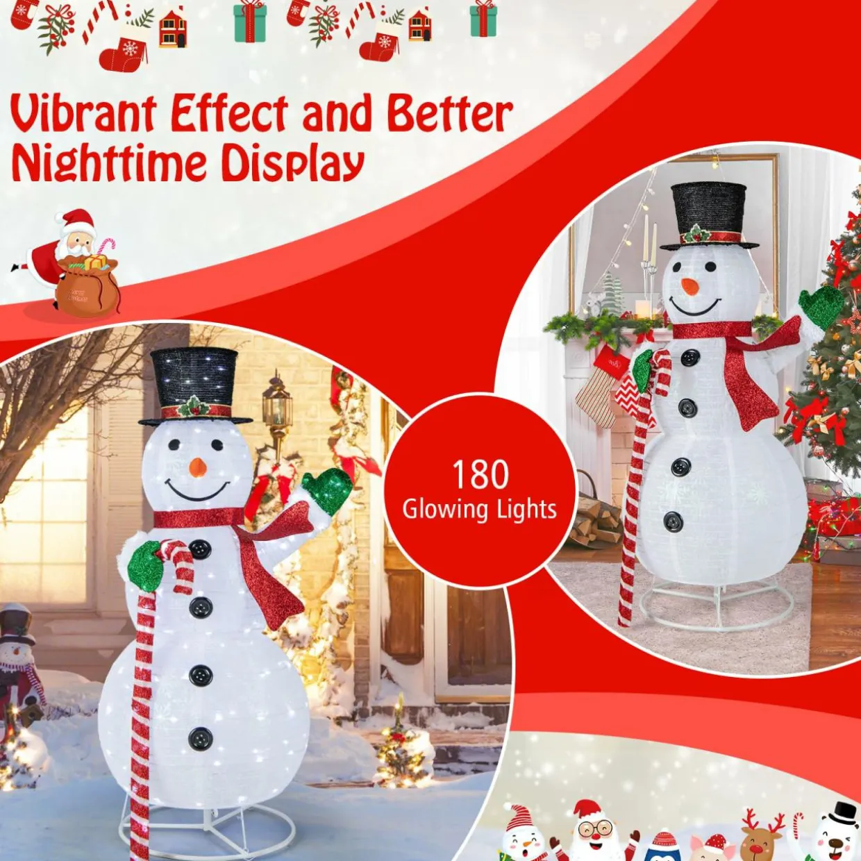 Tangkula 5 FT Pop-up Lighted Christmas Snowman