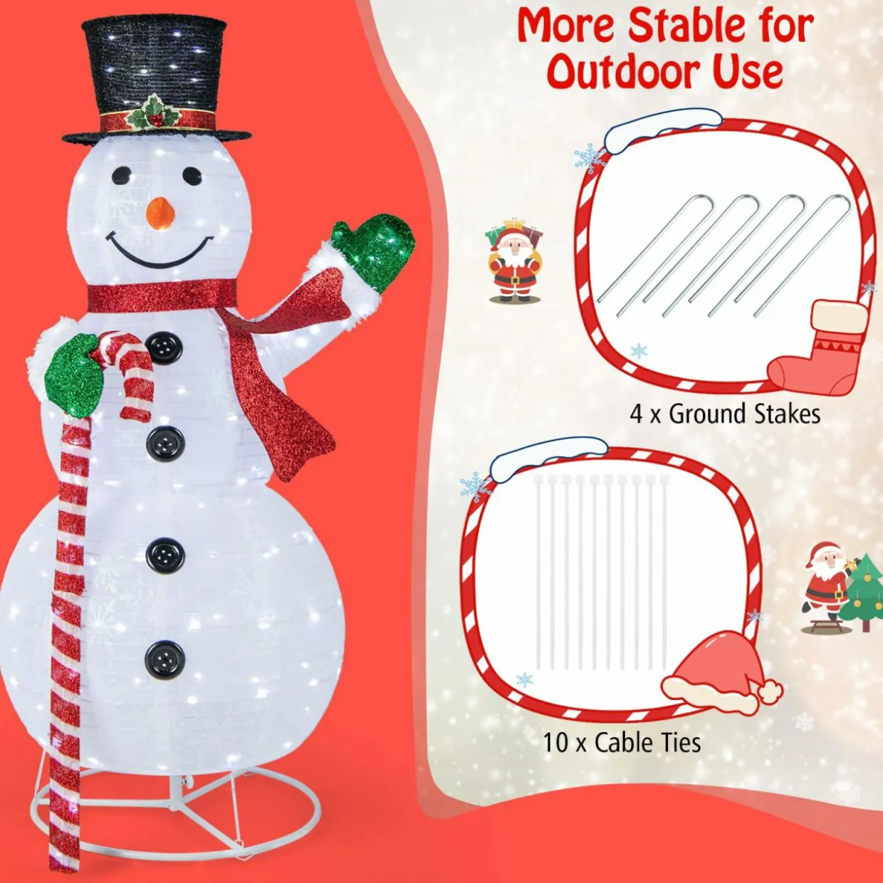 Tangkula 5 FT Pop-up Lighted Christmas Snowman