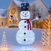 Tangkula 6 FT Pre-Lit Christmas Snowman w/Built-in Lights, Xmas Snowman w/Black Hat