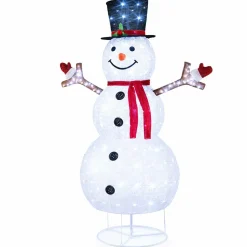 Tangkula 6 FT Pre-Lit Christmas Snowman w/Built-in Lights, Xmas Snowman w/Black Hat