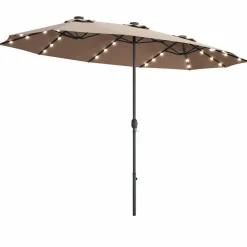 Tangkula 15 Ft Solar LED Patio Double-Sided Umbrella