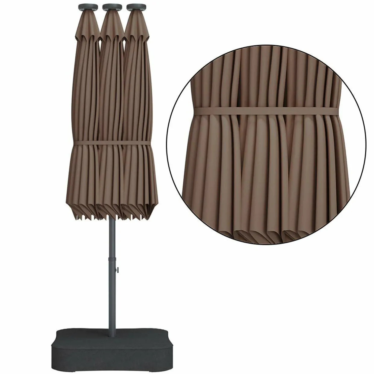 Tangkula 15 Ft Solar LED Patio Double-Sided Umbrella with Base