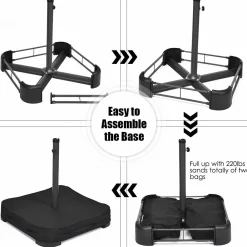 Tangkula 15 Ft Solar LED Patio Double-Sided Umbrella with Base