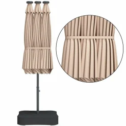 Tangkula 15 Ft Solar LED Patio Double-Sided Umbrella with Base