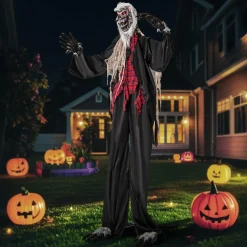 Tangkula 8.2 FT Standing Animatronic Werewolf, Scary Halloween Prop with Howling Sounds