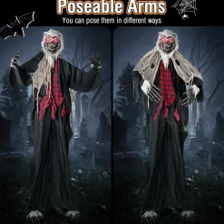 Tangkula 8.2 FT Standing Animatronic Werewolf, Scary Halloween Prop with Howling Sounds