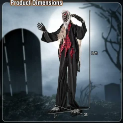 Tangkula 8.2 FT Standing Animatronic Werewolf, Scary Halloween Prop with Howling Sounds