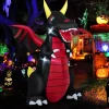 Tangkula 8 FT Tall Halloween Inflatable Decoration, Outdoor Blow Up Giant Dragon w/ Wings, Bright LED Lights