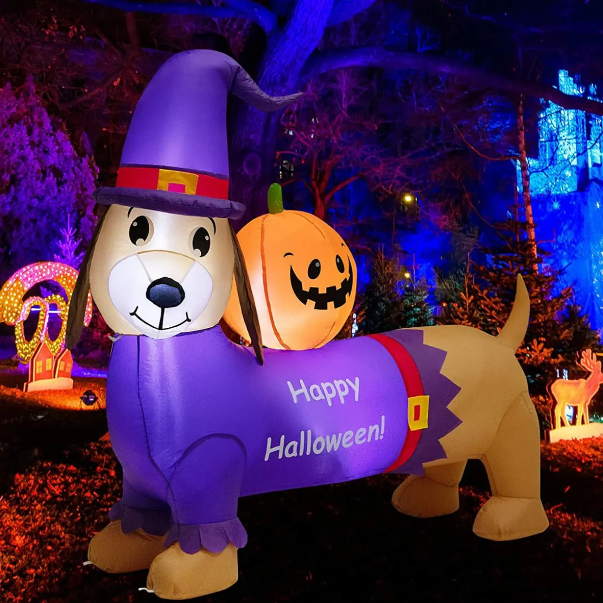 Tangkula 6 FT Tall Halloween Inflatable Ghost Decoration, Outdoor Decoration with Bright LED Lights