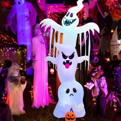 Tangkula 6 FT Tall Halloween Inflatable Ghost Decoration, Outdoor Decoration with Bright LED Lights