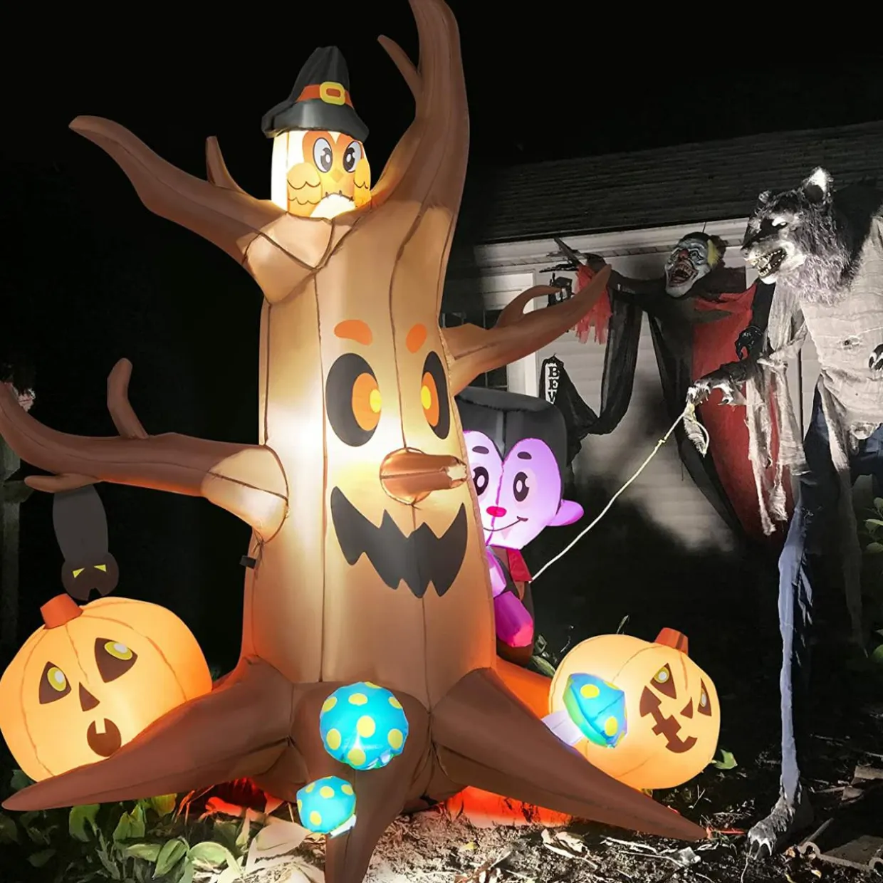 Tangkula 6 FT Tall Halloween Inflatable Ghost Decoration, Outdoor Decoration with Bright LED Lights