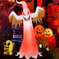 Tangkula 6 FT Tall Halloween Inflatable Ghost Decoration, Outdoor Decoration with Bright LED Lights