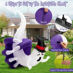 Tangkula 6 FT Tall Halloween Inflatable Ghost Decoration, Outdoor Decoration with Bright LED Lights