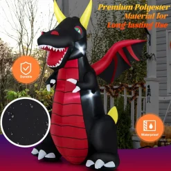 Tangkula 8 FT Tall Halloween Inflatable Decoration, Outdoor Blow Up Giant Dragon w/ Wings, Bright LED Lights