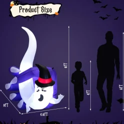 Tangkula 6 FT Tall Halloween Inflatable Ghost Decoration, Outdoor Decoration with Bright LED Lights