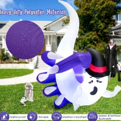 Tangkula 6 FT Tall Halloween Inflatable Ghost Decoration, Outdoor Decoration with Bright LED Lights