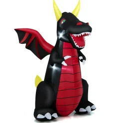 Tangkula 8 FT Tall Halloween Inflatable Decoration, Outdoor Blow Up Giant Dragon w/ Wings, Bright LED Lights