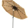 Tangkula 9 ft Thatched Patio Umbrella, 2 Tier Hawaiian Style Grass Beach Umbrella with 32 Led Lights