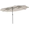 Tangkula 15 Ft Twin Patio Umbrella with 48 LED Lights, Double-Sided Outdoor Umbrella