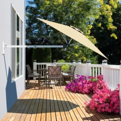 Tangkula 8 FT Wall Mounted Patio Umbrella, Outdoor Wall Umbrella with Adjustable Pole
