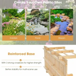 Tangkula 5 FT Wooden Garden Bridge
