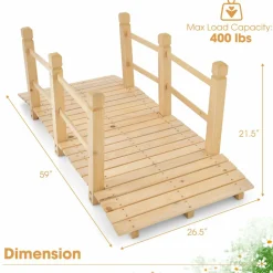 Tangkula 5 FT Wooden Garden Bridge