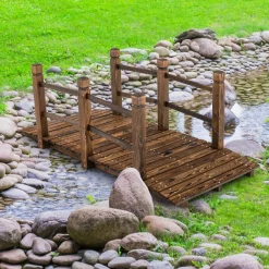 Tangkula 5 FT Wooden Garden Bridge