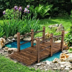 Tangkula 5 FT Wooden Garden Bridge