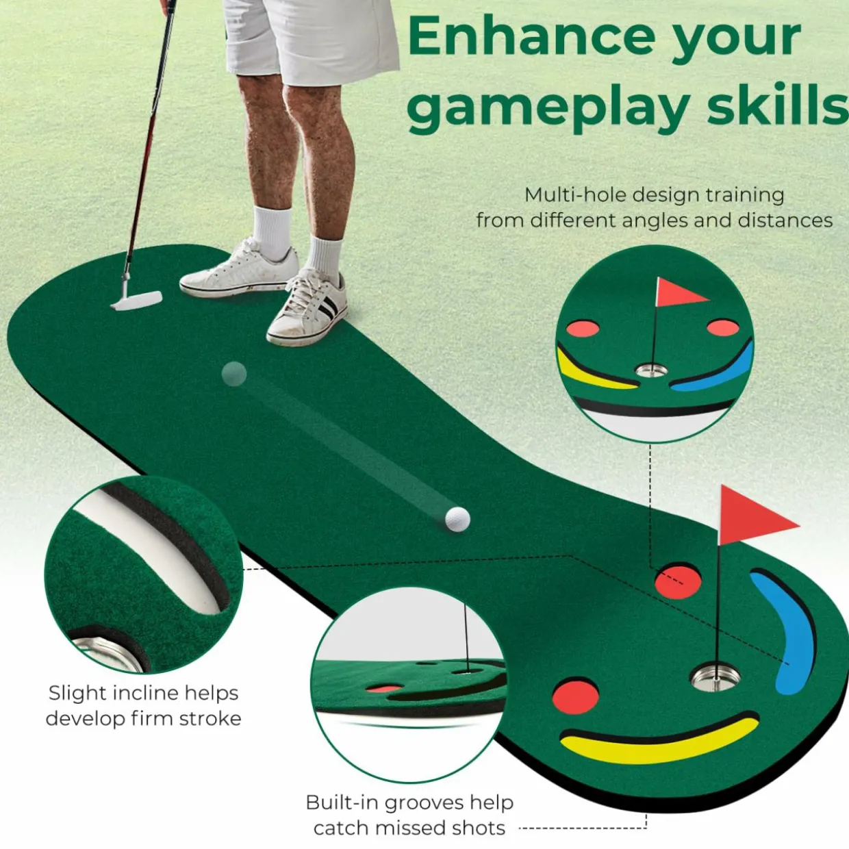 Tangkula 10 FT x 3 FT Golf Putting Green, Golf Putting Mat for Indoor & Outdoor Practice
