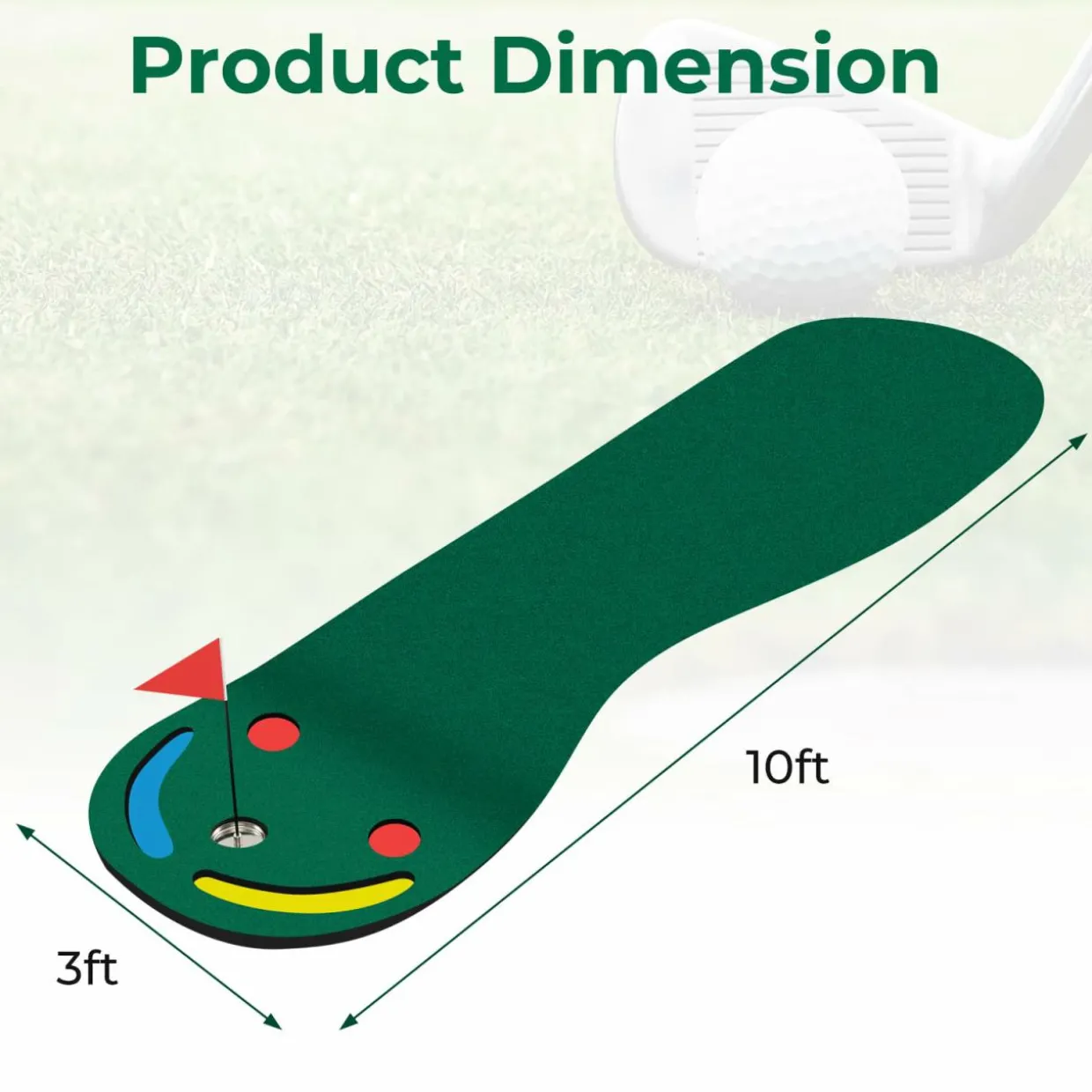 Tangkula 10 FT x 3 FT Golf Putting Green, Golf Putting Mat for Indoor & Outdoor Practice