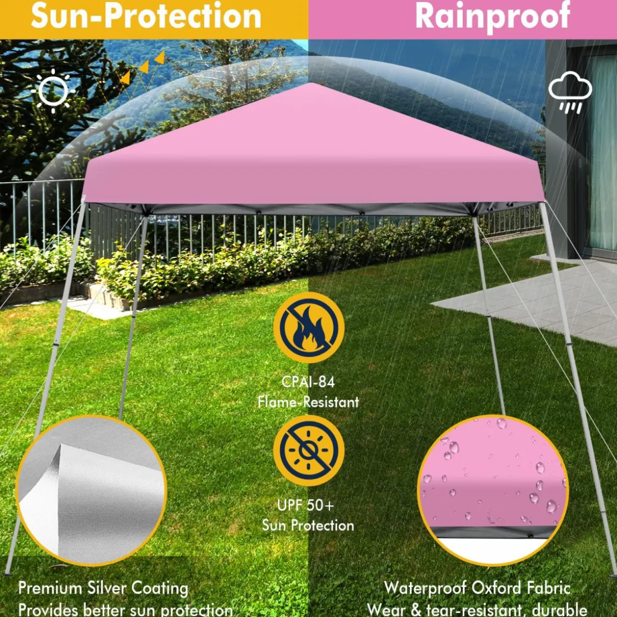Tangkula 10 ft x 10 ft Outdoor Instant Pop-up Canopy, Folding Slanted Leg Canopy Tent
