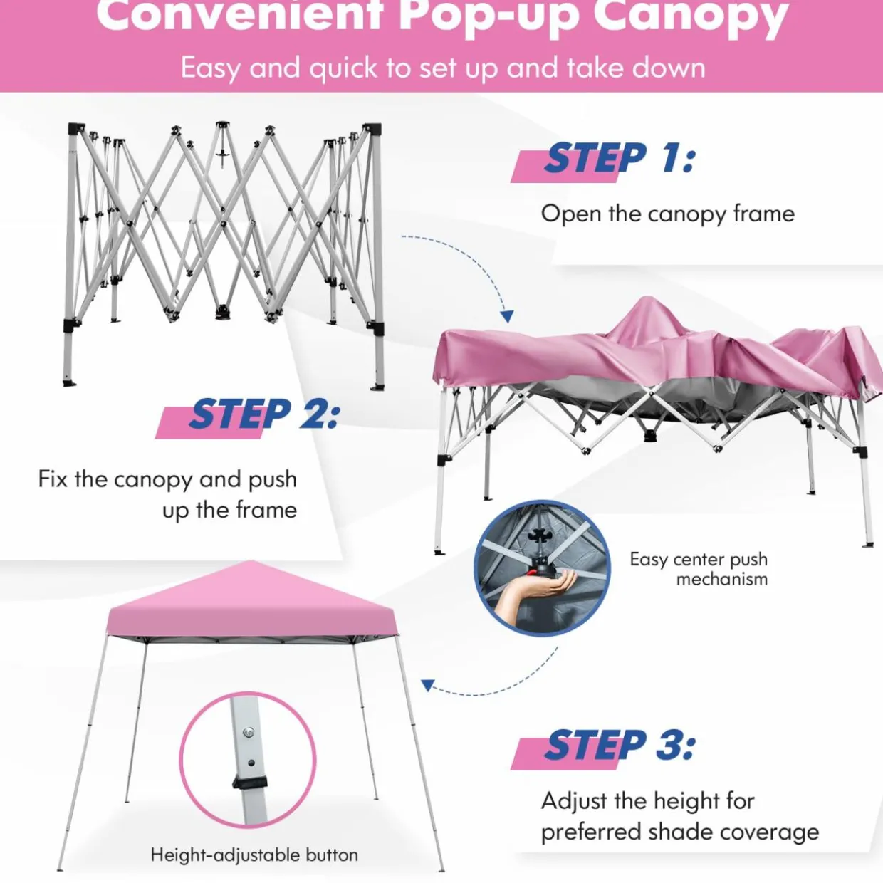 Tangkula 10 ft x 10 ft Outdoor Instant Pop-up Canopy, Folding Slanted Leg Canopy Tent