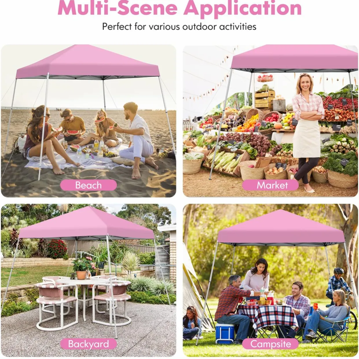 Tangkula 10 ft x 10 ft Outdoor Instant Pop-up Canopy, Folding Slanted Leg Canopy Tent