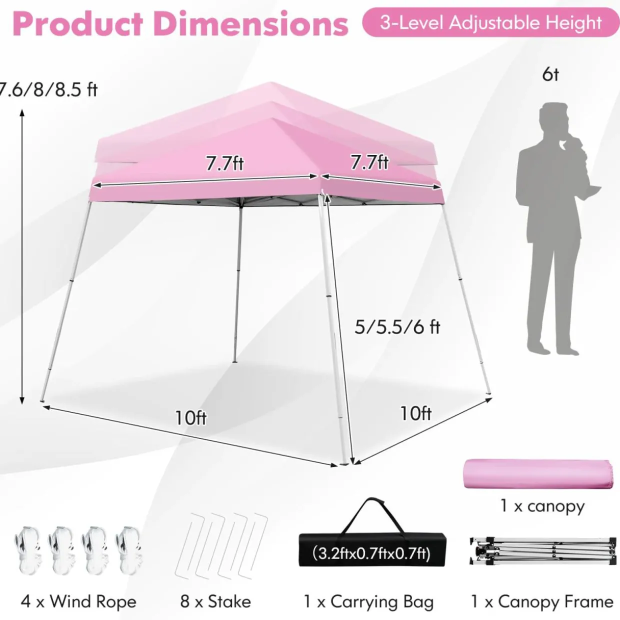 Tangkula 10 ft x 10 ft Outdoor Instant Pop-up Canopy, Folding Slanted Leg Canopy Tent