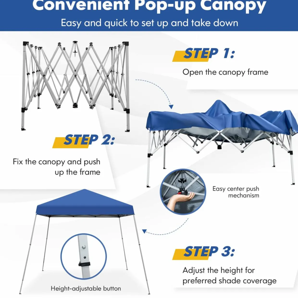 Tangkula 10 ft x 10 ft Outdoor Instant Pop-up Canopy, Folding Slanted Leg Canopy Tent