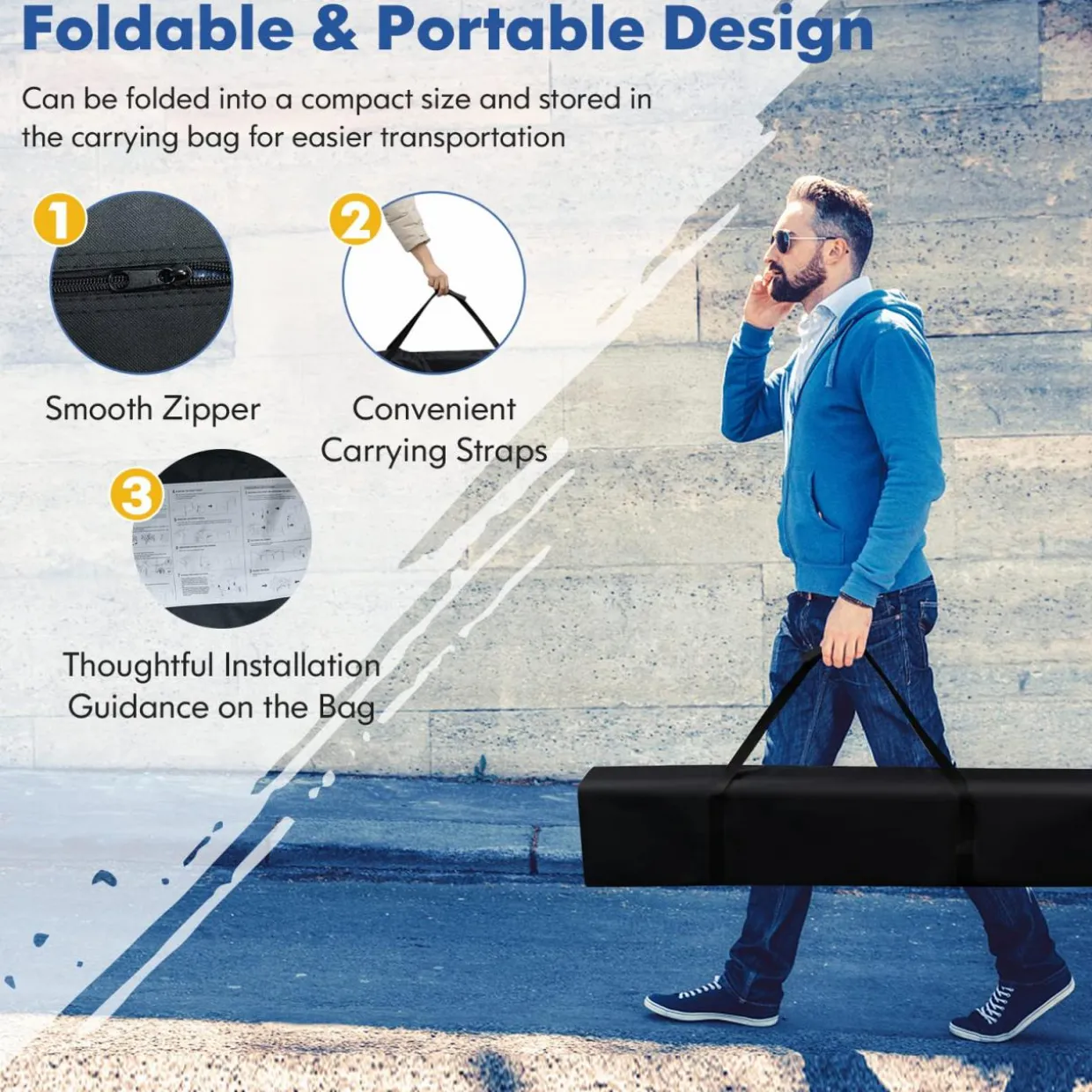 Tangkula 10 ft x 10 ft Outdoor Instant Pop-up Canopy, Folding Slanted Leg Canopy Tent