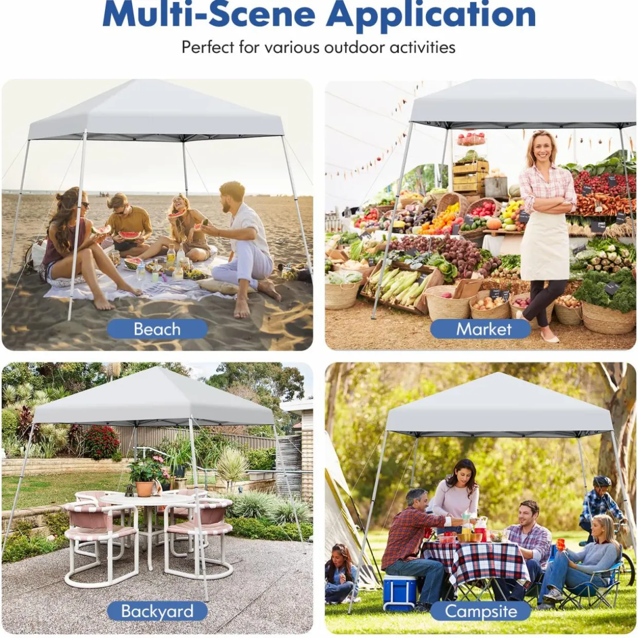 Tangkula 10 ft x 10 ft Outdoor Instant Pop-up Canopy, Folding Slanted Leg Canopy Tent
