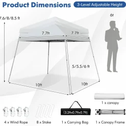 Tangkula 10 ft x 10 ft Outdoor Instant Pop-up Canopy, Folding Slanted Leg Canopy Tent