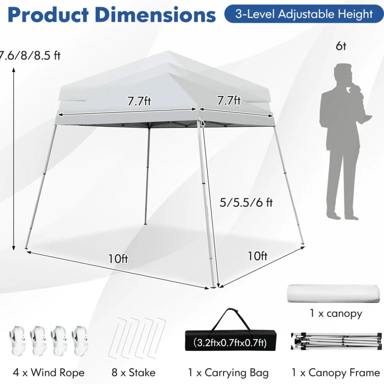 Tangkula 10 ft x 10 ft Outdoor Instant Pop-up Canopy, Folding Slanted Leg Canopy Tent