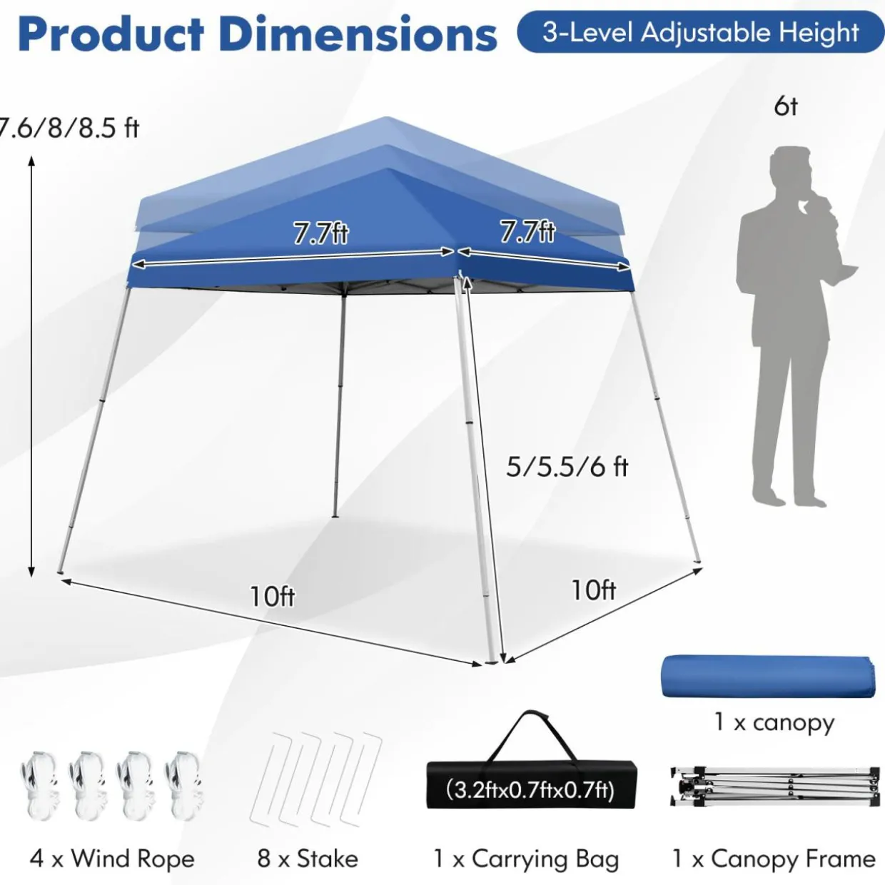 Tangkula 10 ft x 10 ft Outdoor Instant Pop-up Canopy, Folding Slanted Leg Canopy Tent