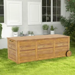 Tangkula 48 Gallon Outdoor Storage Box with Wheels