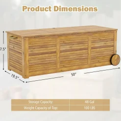 Tangkula 48 Gallon Outdoor Storage Box with Wheels
